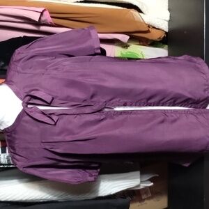 Collared blouse with bow detail purple large
